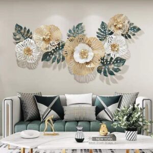 Gold and white flower wall art