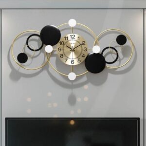 big, long, horizontal design, black and golden trendy design, iron metal wall clock