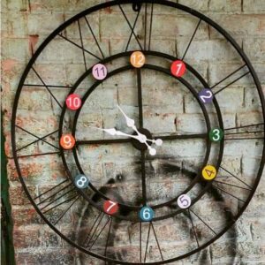 Black rounded , decent , 24 inches with big roman numbers wall clock by madhuram handicrafts