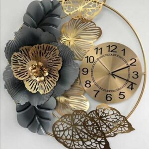 elegant big wall clock in a ring of flower and leaves