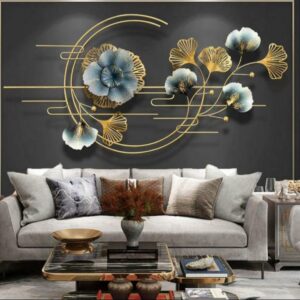 Golden feather wall art