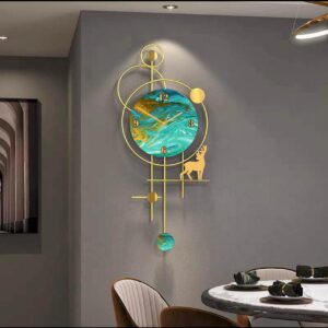designer, long, vertically designed, meena work on dial, latest design, colourful dial with golden combination clock by madhuram handicrafts