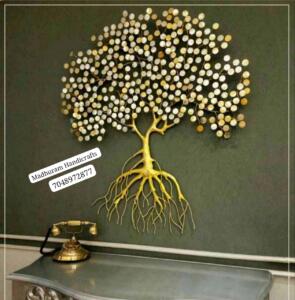 Metal Golden Coin Tree wall art by madhuram